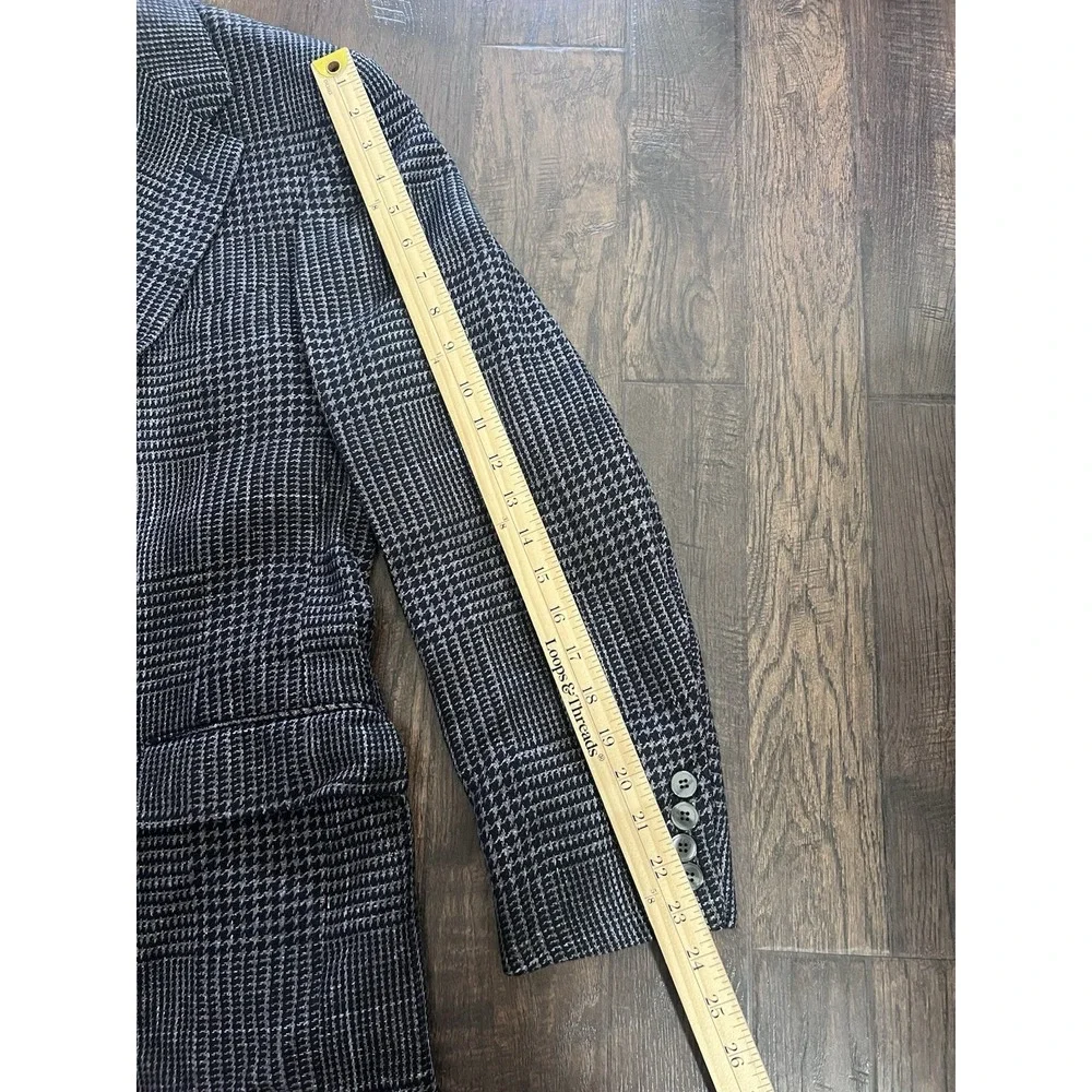 Fitzgerald USA Tailored 42R Check Houndstooth Blazer‎ Wool Flannel Sport Coat